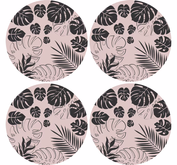 Bases para copos de padrões de folha monstera - TenStickers