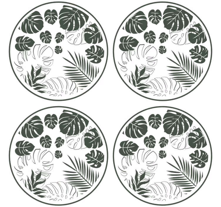 Bases para copos de motivo circular verdejante - TenStickers