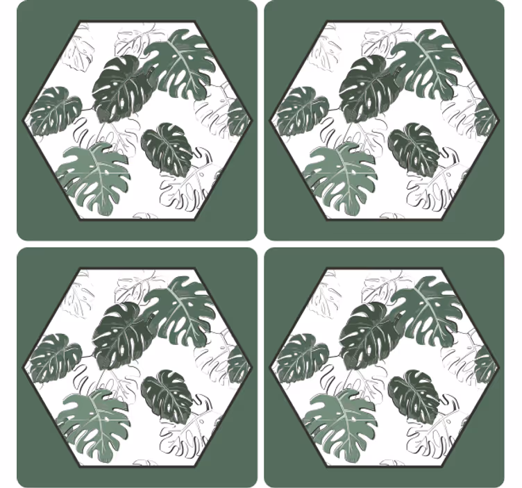 Bases para copos de padrão de folhas hexagonais - TenStickers