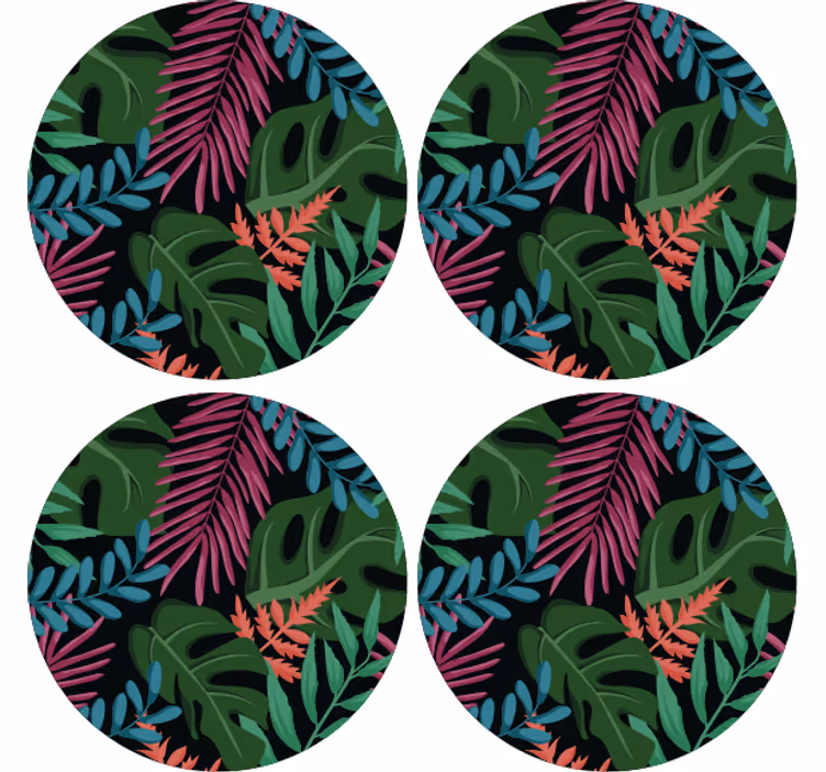 Bases para copos de padrões de folhas tropicais - TenStickers