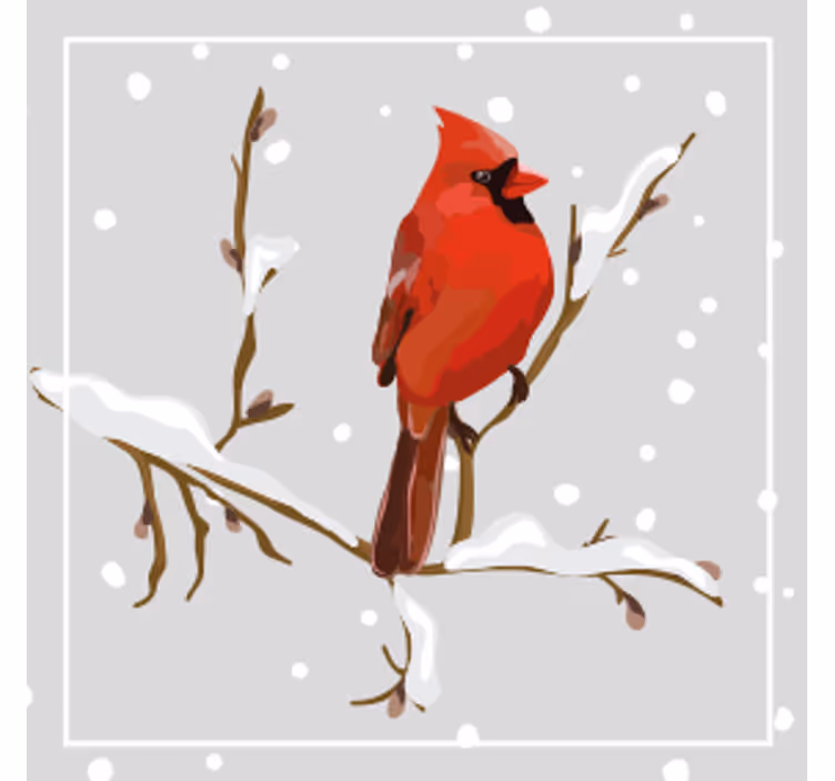 Bases para copos de natal pássaro em galho nevado - TenStickers
