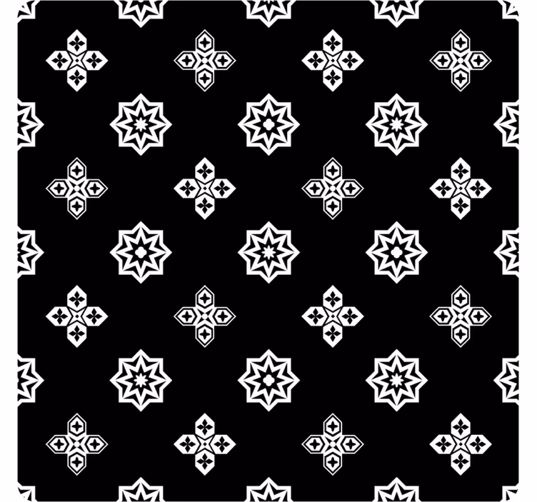 Bases para copos de azulejos Azulejo preto e branco padrão vintag - TenStickers