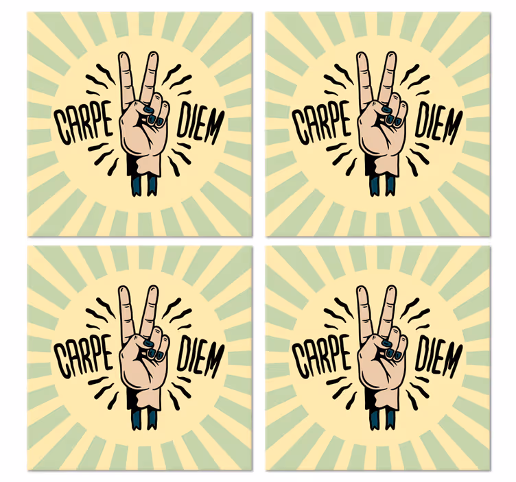 Bases para copos frase símbolo da mão da paz - TenStickers
