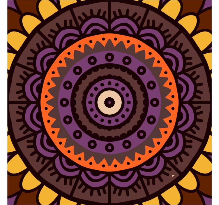 Bases para copos de azulejos Efeito mandala marrom étnica - TenStickers