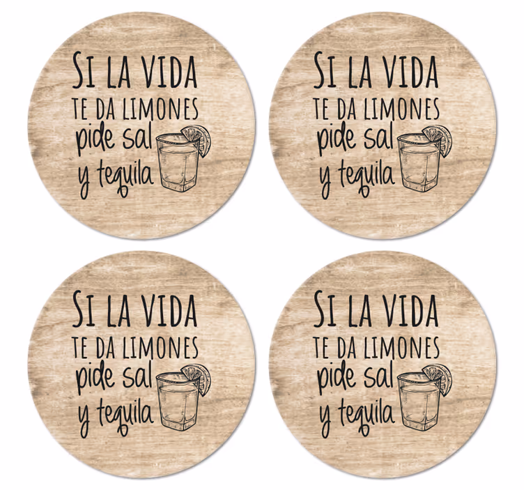 Bases para copos com frases Frase prova a vida sem pressa - TenStickers