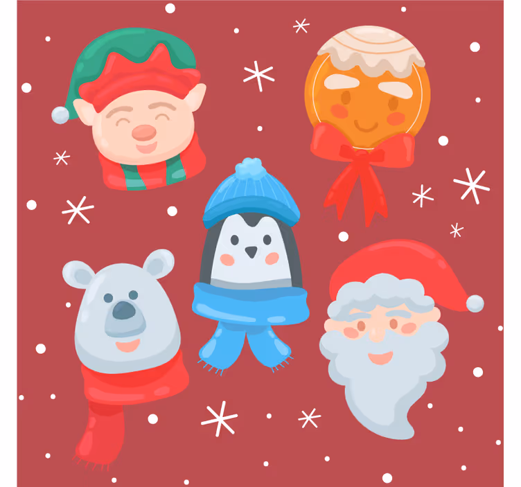 Bases para copos de natal Várias figuras de desenho animado - TenStickers