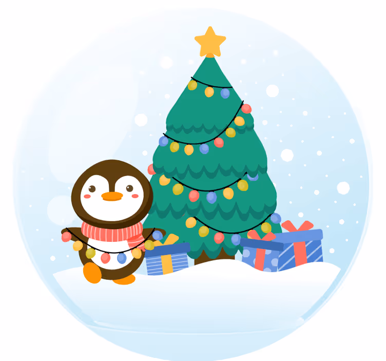 Bases para copos de natal Pinguins e árvore de natal - TenStickers