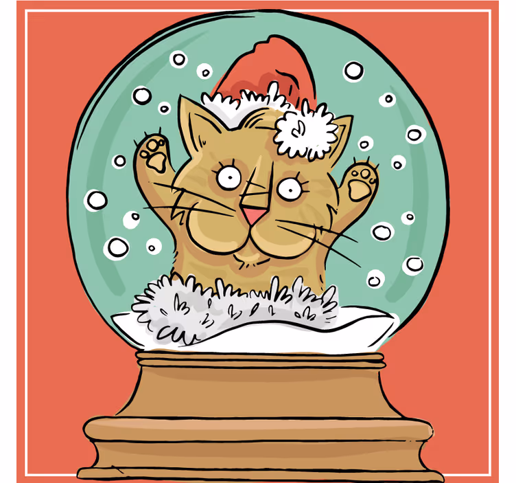 Bases para copos de natal globo de neve de gato festivo - TenStickers