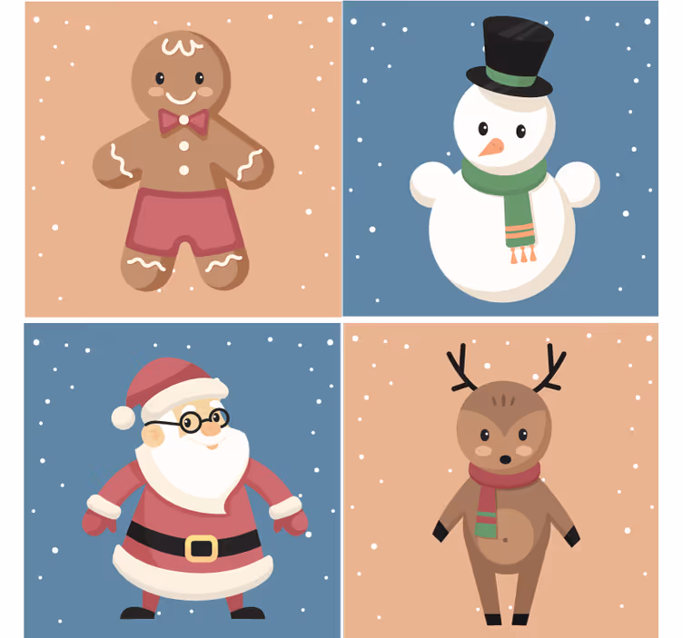 Bases para copos de natal Personagens de férias - TenStickers