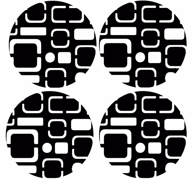 Bases para copos de motivos pretos geométricos - TenStickers