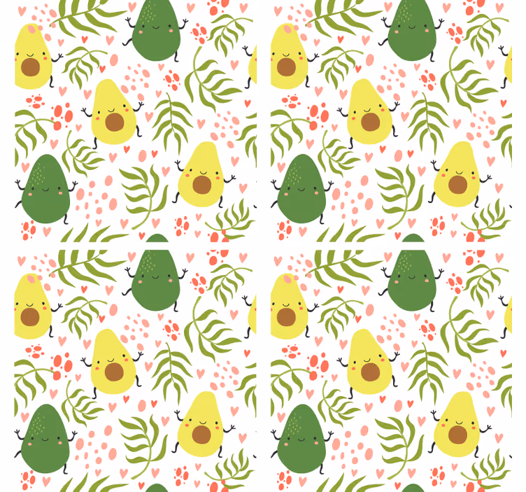 Bases para copos com padrão de abacate fofo - TenStickers