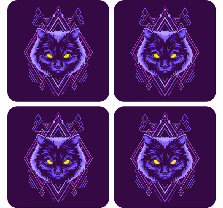 Bases para copos ilustração de gato elegante - TenStickers