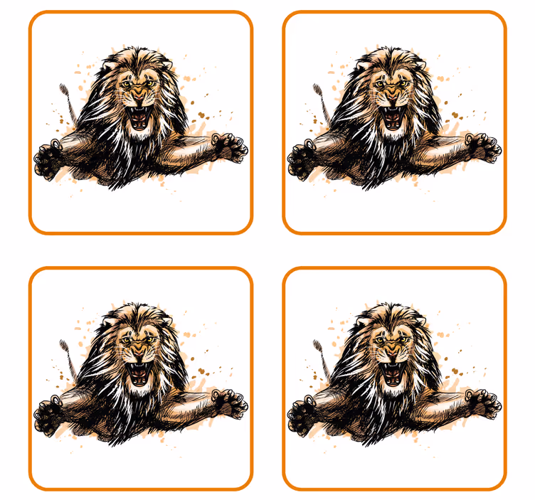 Bases para copos vintage ilustração de leão feroz - TenStickers