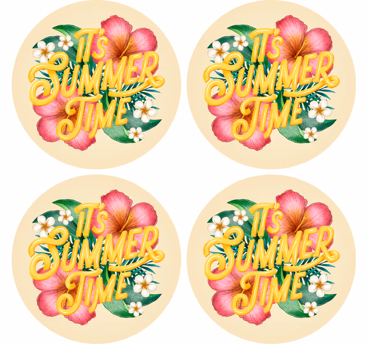 Bases para copos frase citação floral de verão - TenStickers