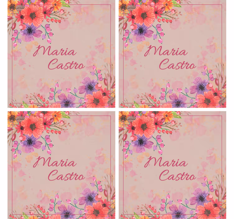 Bases para copos personalizáveis com toques florais - TenStickers