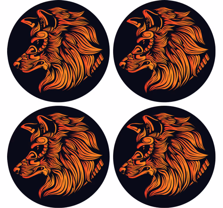 Bases para copos vintage perfil de lobo feroz - TenStickers
