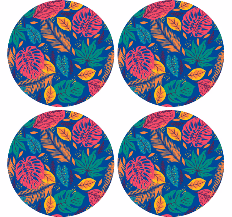 Bases para copos de estampa folha tropical - TenStickers