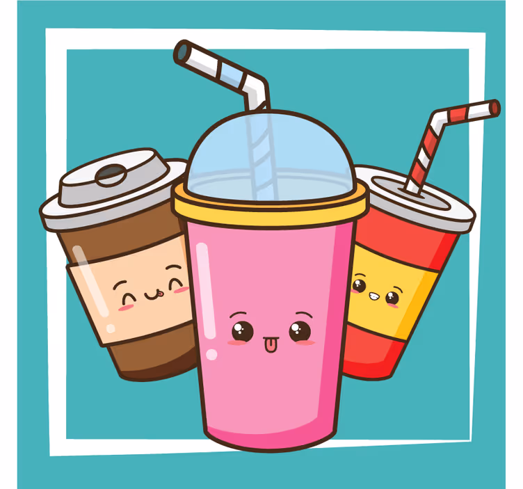 Bases para copos personagens divertidos de bebidas - TenStickers