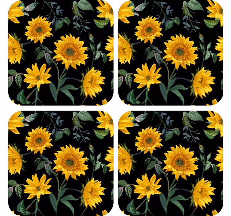 Bases para copos modernas padrão floral de girassol - TenStickers