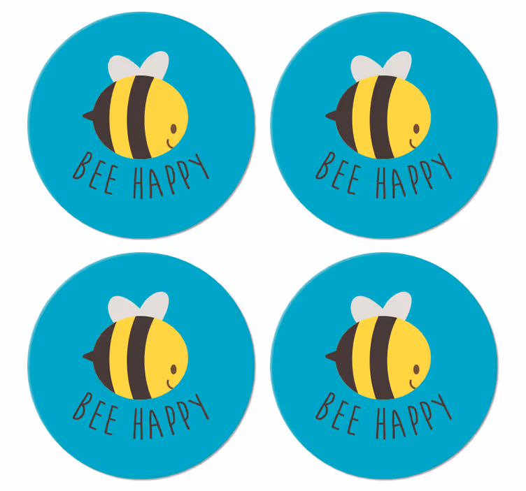 Bases para copos com frases Abelha feliz - TenStickers
