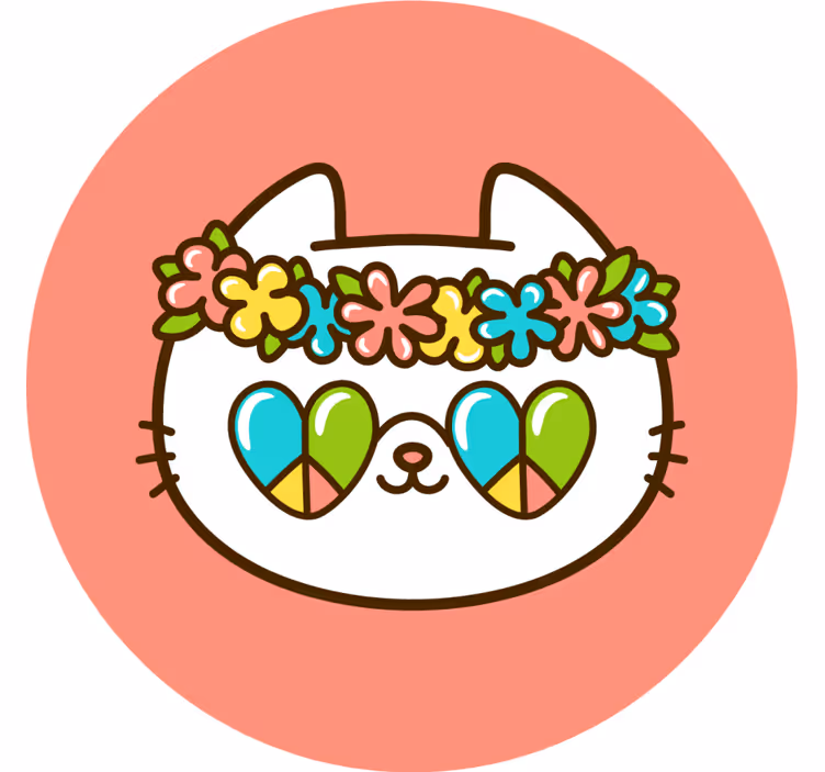 Bases para copos gato com coroa de flores - TenStickers