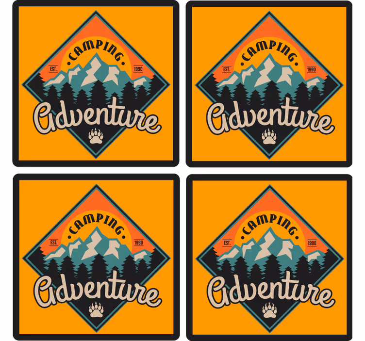 Bases para copos frase distintivo de aventura em camping - TenStickers