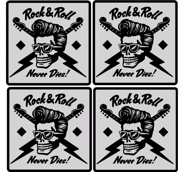 Bases para copos caveira com Óculos e guitarras - TenStickers