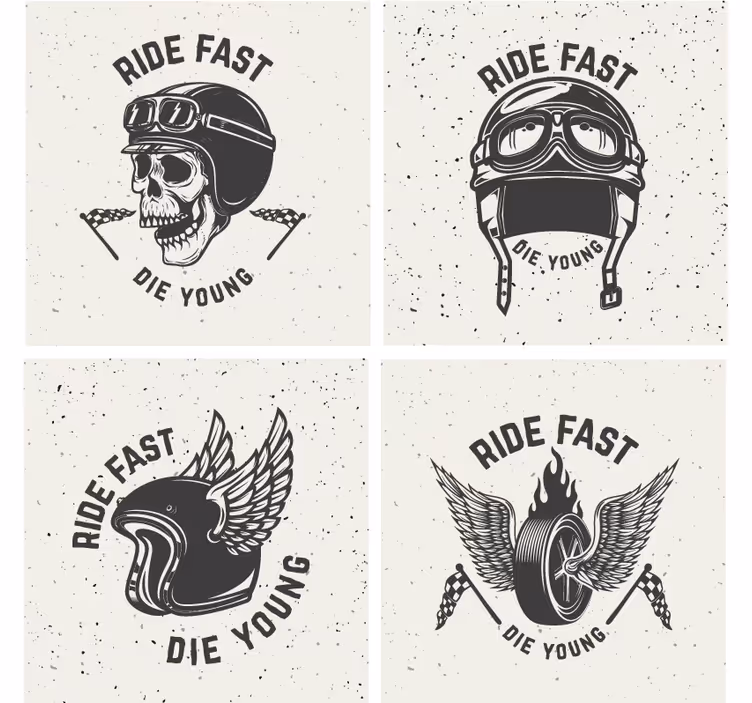 Bases para copos caveira com óculos de corrida - TenStickers