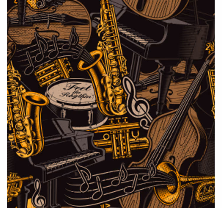 Bases para copos com padrão de instrumentos musicais - TenStickers