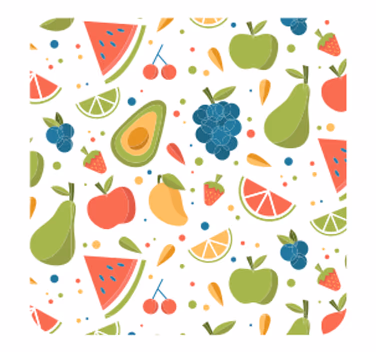 Bases para copos modernas com motivo de frutas vibrantes - TenStickers