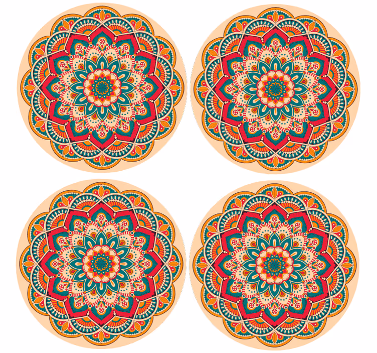 Bases para copos modernas com formato redondo mandala - TenStickers