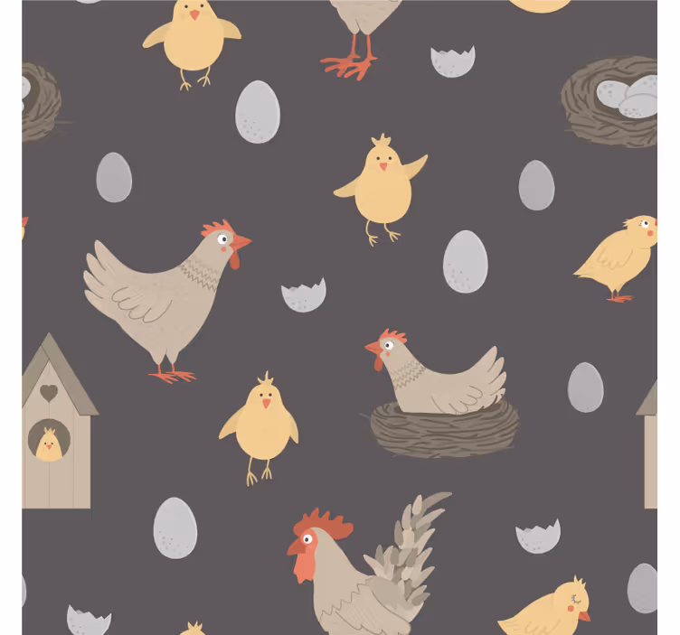 Bases para copos com padrão de galinhas e ovos - TenStickers