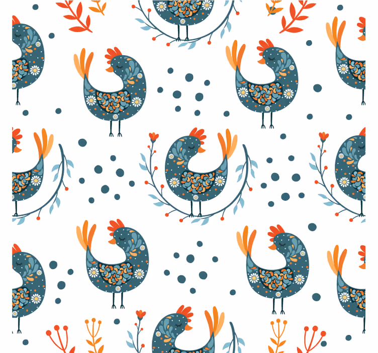 Bases para copos com padrão de galinhas divertidas - TenStickers