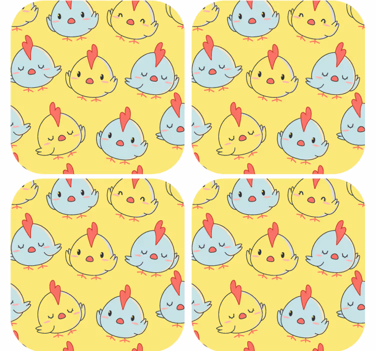 Bases para copos com rostinhos de galinha fofos - TenStickers