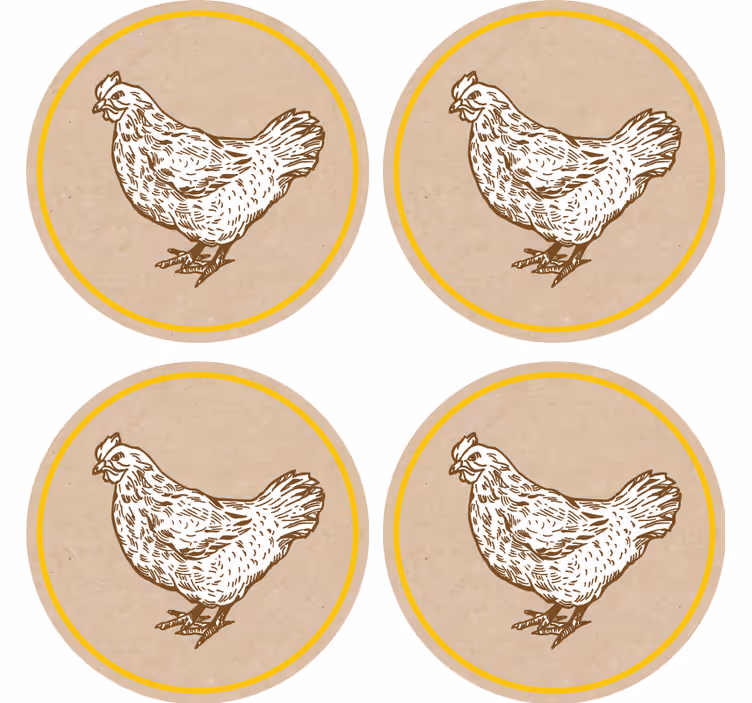 Bases para copos vintage com estampa de galinha charmosa - TenStickers