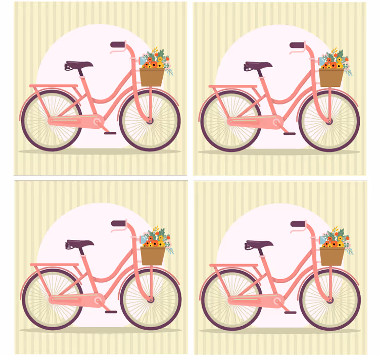 Bases para copos modernas bicicleta rosa com flores - TenStickers