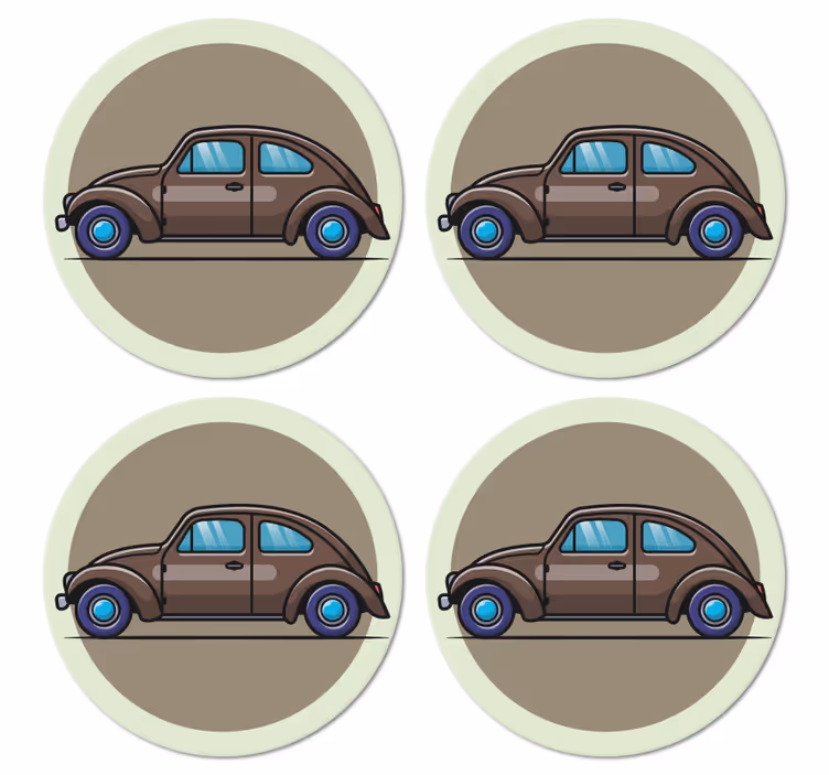 Bases para copos vintage ilustração de carro antigo - TenStickers