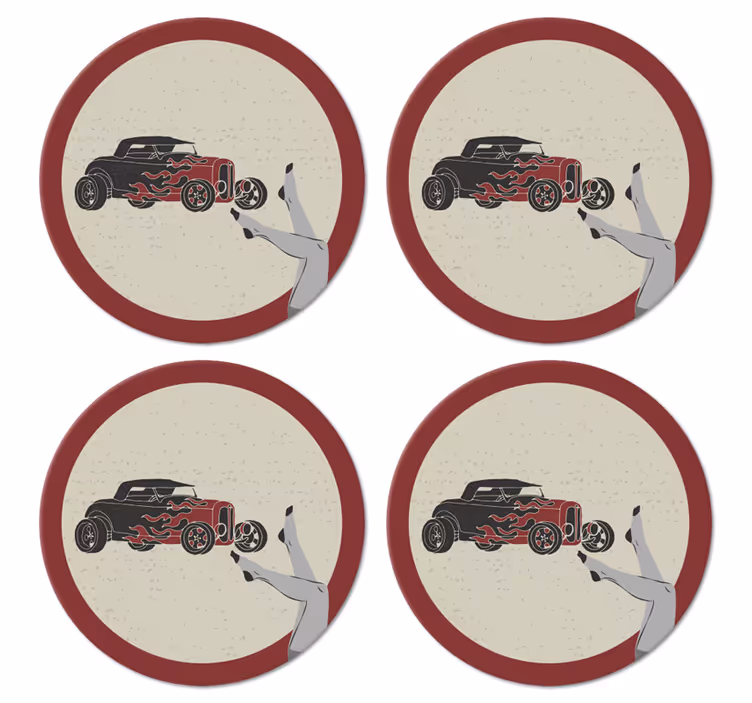 Bases para copos vintage fogo na estrada - TenStickers