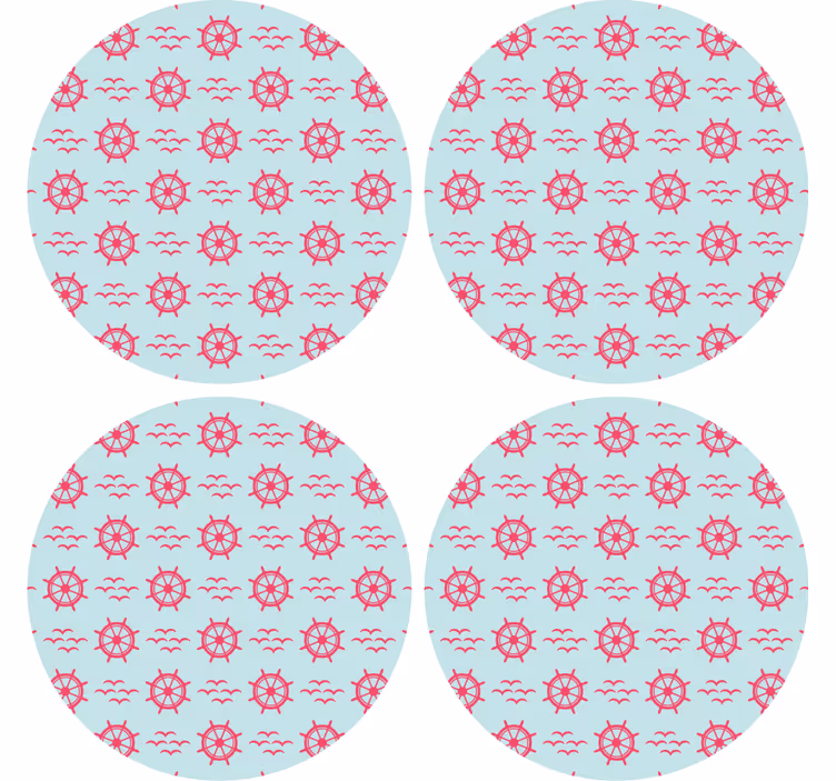 Bases para copos com padrão de leme náutico - TenStickers