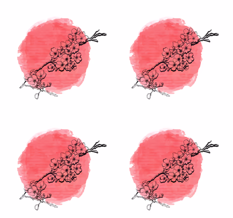 Bases para copos de contorno floral em rosa - TenStickers