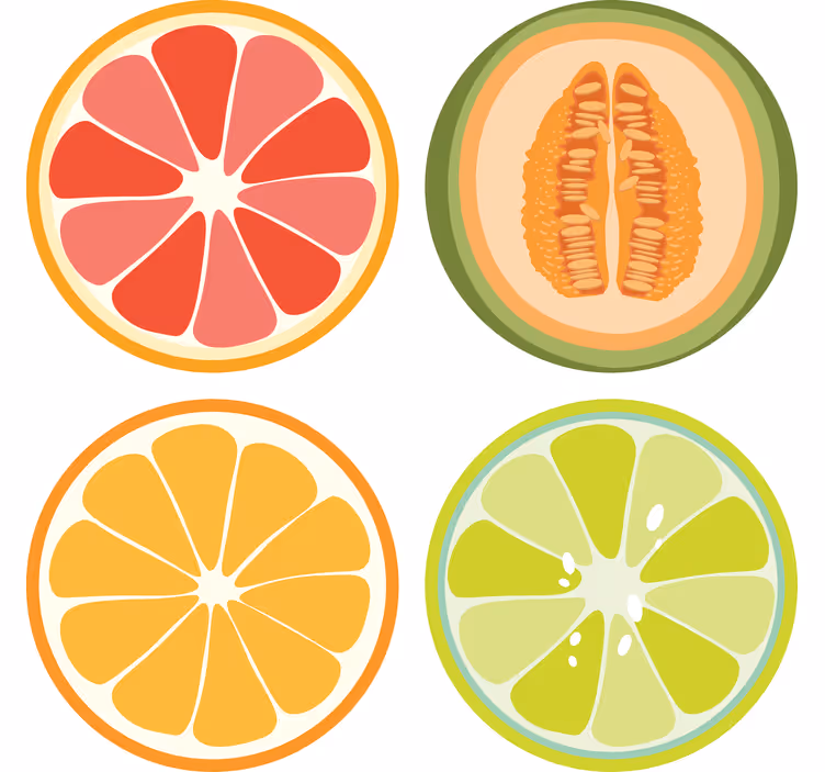 Bases para copos fatias de fruta - TenStickers