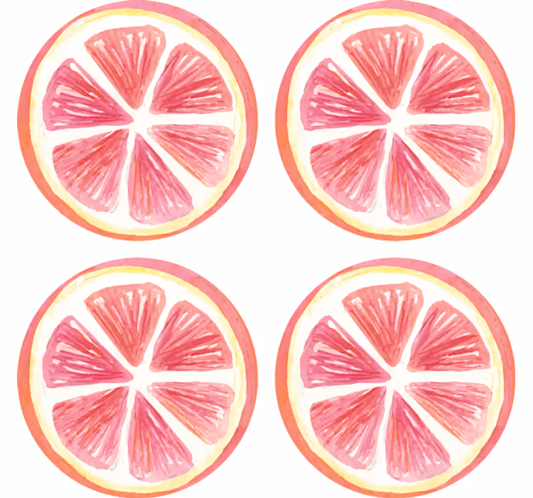 Bases para copos fatias de cítricos rosas contornadas - TenStickers
