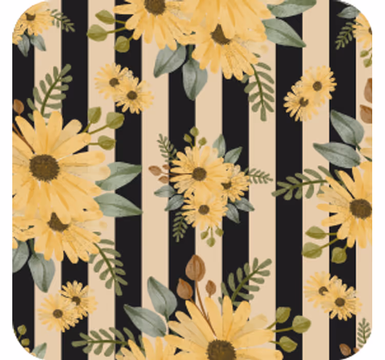 Bases para copos de padrão listrado floral - TenStickers