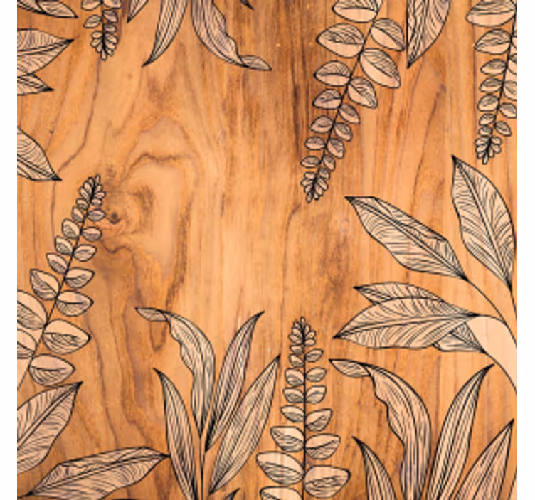 Bases para copos de madeira natural com flores - TenStickers