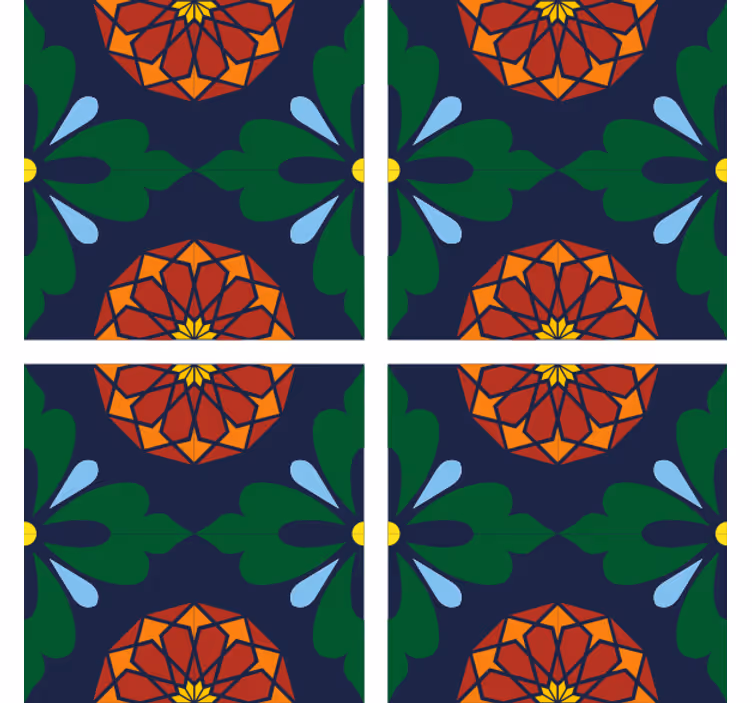 Bases para copos azulejos estampa botânica vibrante - TenStickers
