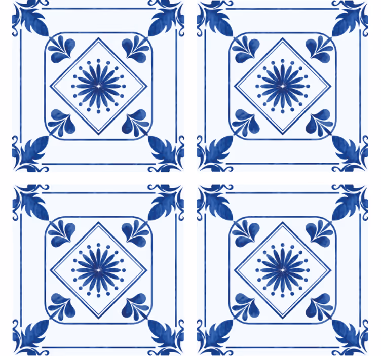 Bases para copos azulejos arranjo floral elaborado - TenStickers