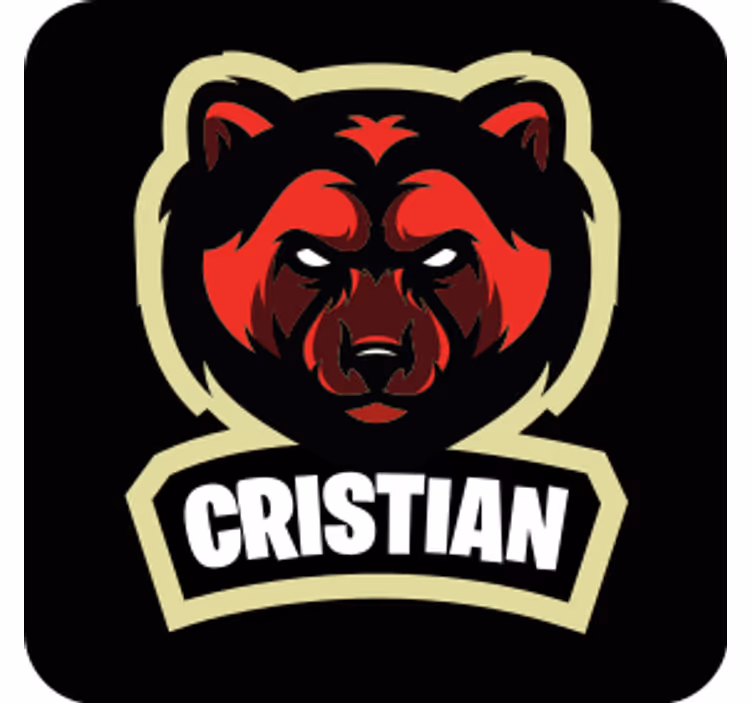 Bases para copos frase emblema de urso com nome - TenStickers