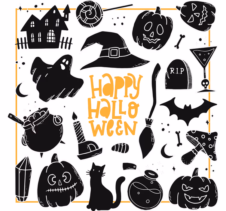 Base para copo halloween ilustrações assustadoras - TenStickers