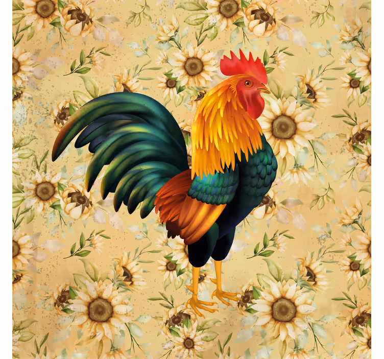 Bases para copos ilustração de galo colorido - TenStickers
