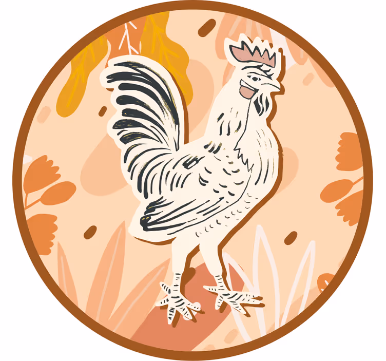 Bases para copos vintage Galo desenhado em flores de laranja - TenStickers